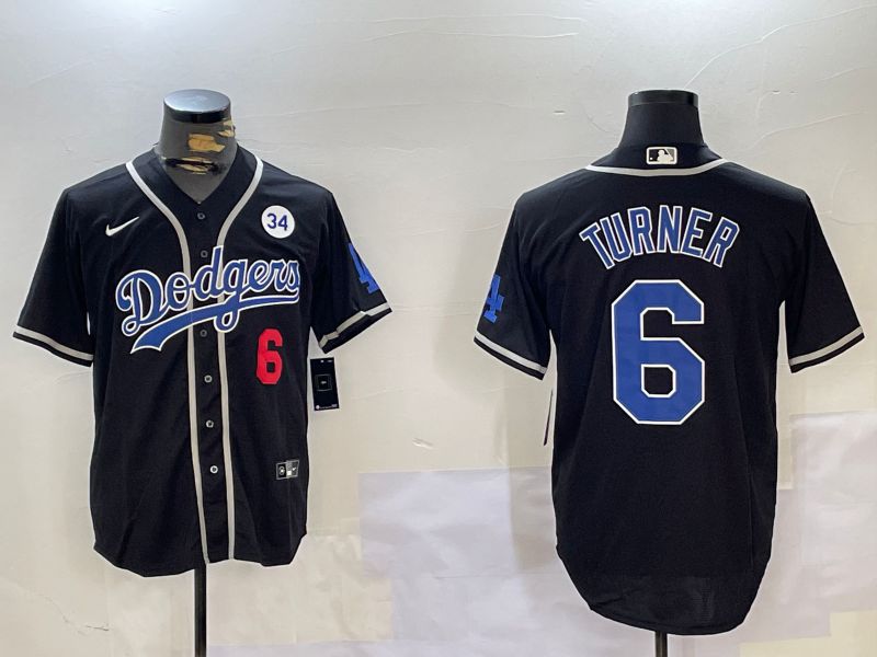 Men Los Angeles Dodgers #6 Turner Black Game 2024 Nike MLB Jersey style 11201->los angeles dodgers->MLB Jersey